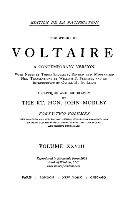 The Works of Voltaire, Vol. 28 of 42 vols + INDEX volume 43